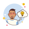 bubbles style mann mit idee icon