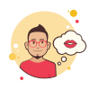 bubbles style man with kiss icon