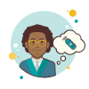 bubbles style man with remote controller icon