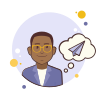 bubbles style man with paper plane icon