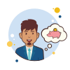 bubbles style man with piggy bank icon