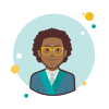 bubbles style business man in yellow glasses icon