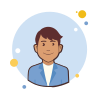 bubbles style mann in blauer jacke icon
