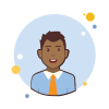 bubbles style man in orange tie and blue shirt icon