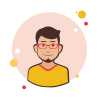 bubbles style man in red glasses and yellow shirt icon
