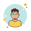 bubbles style mann im gelben t shirt icon
