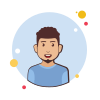 bubbles style mann mit bart im blauen hemd icon