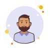 bubbles style man with beard in violet shirt icon