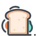 pastel color style sandwich with fried egg icon