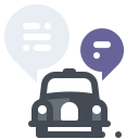 pastel color style conversation with a taxi driver icon