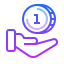gradient style coin in hand icon