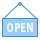 blue ui style open sign icon