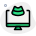 Ultrasound report check on a desktop computer isolated on a white background icon
