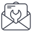 círculo de design de esboço de suporte técnico de correio externo icon