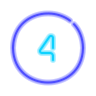 neon style circled 4 c icon