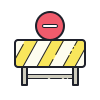 color hand drawn style road closure icon