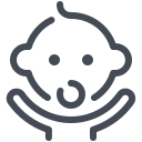 pastel color style child with pacifier icon