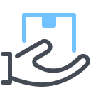 pastel color style handle with care icon