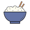 color hand drawn style rice bowl icon