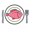color hand drawn style seafood icon