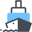 pastel color style cargo ship icon