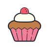 color hand drawn style cupcake icon