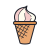 color hand drawn style eis in der waffel icon