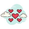 cloud style small hearts icon