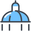 pastel color style city church icon