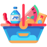 Shopping basket with product inside icon