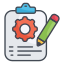 external-Clipboard-Writing-Design-Thinking-filled-outline-design-circle icon