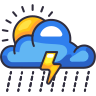 Cloud rain storm Sun icon
