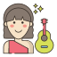 внешние-музыкант-профессии-женщина-разнообразие-флатиконы-линейные-цветные-плоские-значки icon