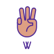 Letter W in ASL icon