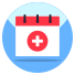 Externer-Arzttermin-Medizin-und-Gesundheitswesen-flache-kreisförmige-Vektorplatte icon