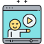 外部ビデオチュートリアルビデオ制作フラティコンラインカラーフラットアイコン icon