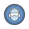 usar protetor de ouvido e óculos de proteção icon