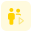 Family members playing a single music on a web player icon