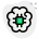 白い背景に分離された脳のロゴタイプを備えたマイクロチップの外部処理能力人工緑タルリビボ icon