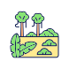 외부-열대우림-토지 유형-채워진 색상-아이콘-papa-벡터 icon