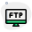 Desktop computer connected to FTP server for data file transfer icon