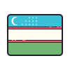 color hand drawn style flag of uzbekistan icon