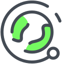 pastel color style satellite in orbit icon
