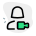single female user under video chat meeting during lockdown icon