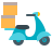 color style motorcycle delivery multiple boxes icon