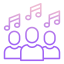 icone com três bonequinhos e notas musicais