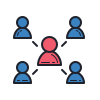 color hand drawn style contact tracing icon