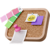 3d stickle style cork board with notes icon