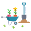 garden cart with flower pot icon