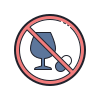 color hand drawn style no alcohol or drugs icon